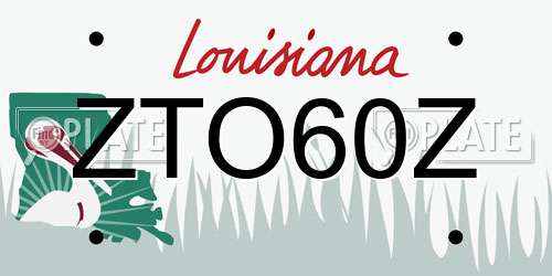 ZTO60Z Louisiana License Plate