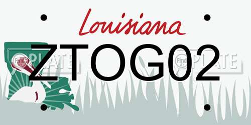ZTOG02 Louisiana License Plate