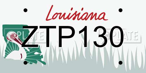 ZTP130 Louisiana License Plate