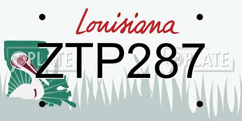 ZTP287 Louisiana License Plate