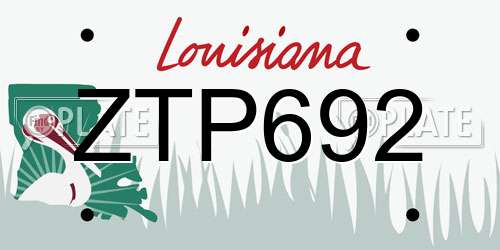 ZTP692 Louisiana License Plate