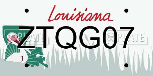 ZTQG07 Louisiana License Plate