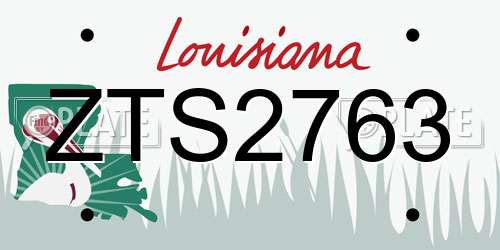 ZTS2763 Louisiana License Plate