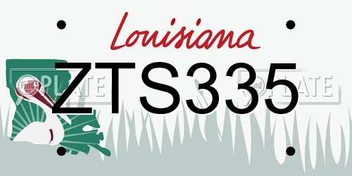 ZTS335 Louisiana License Plate