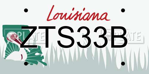 ZTS33B Louisiana License Plate