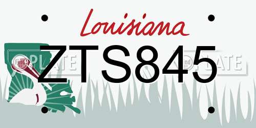 ZTS845 Louisiana License Plate