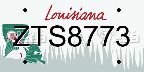 ZTS8773 Louisiana License Plate