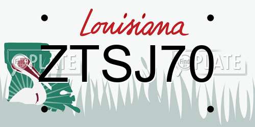 ZTSJ70 Louisiana License Plate