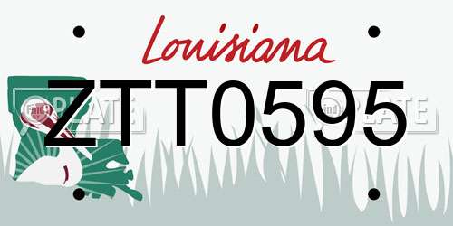 ZTT0595 Louisiana License Plate
