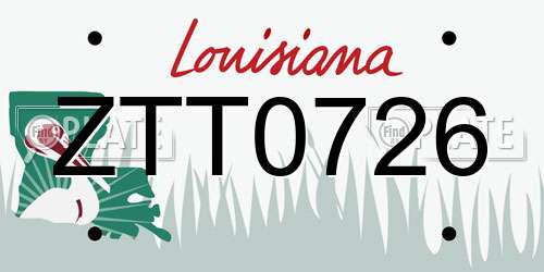 ZTT0726 Louisiana License Plate