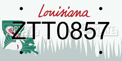 ZTT0857 Louisiana License Plate
