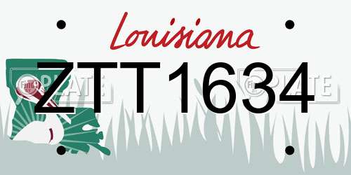 ZTT1634 Louisiana License Plate