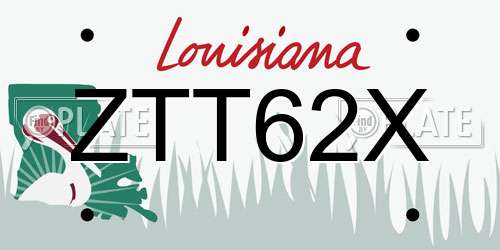 ZTT62X Louisiana License Plate