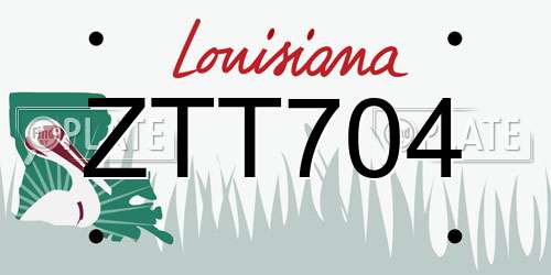 ZTT704 Louisiana License Plate
