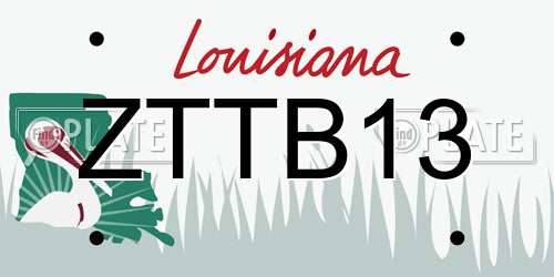 ZTTB13 Louisiana License Plate