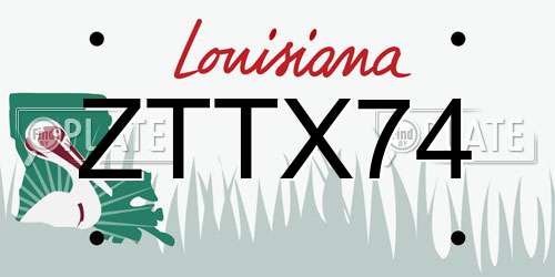 ZTTX74 Louisiana License Plate