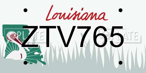 ZTV765 Louisiana License Plate