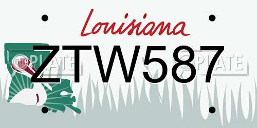 ZTW587 Louisiana License Plate