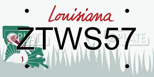 ZTWS57 Louisiana License Plate