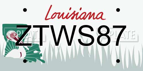 ZTWS87 Louisiana License Plate