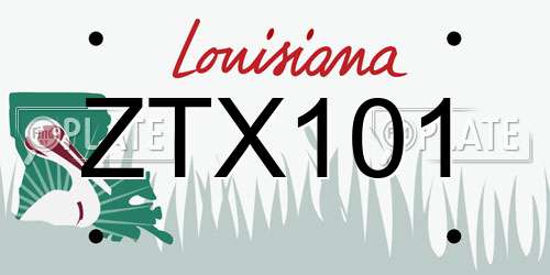 ZTX101 Louisiana License Plate