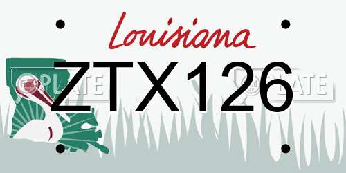 ZTX126 Louisiana License Plate