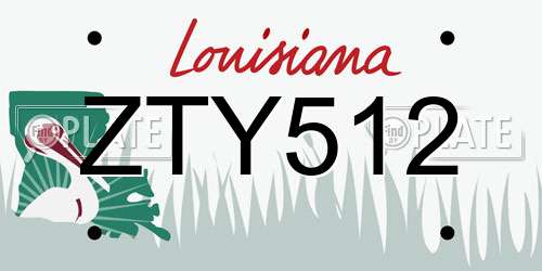 ZTY512 Louisiana License Plate