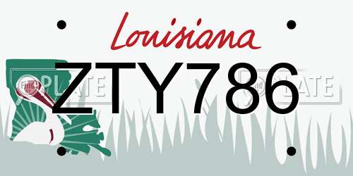 ZTY786 Louisiana License Plate