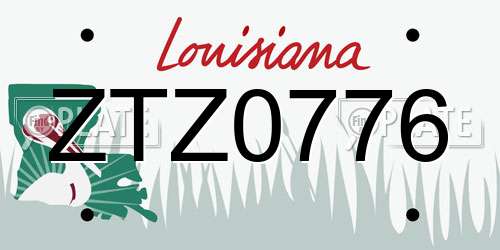 ZTZ0776 Louisiana License Plate