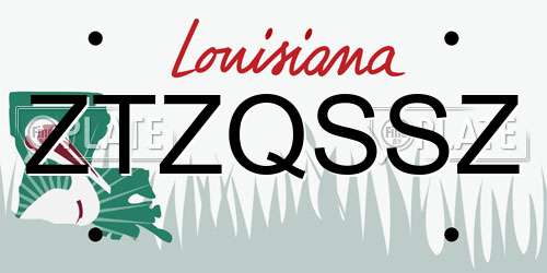 ZTZQSSZ Louisiana License Plate