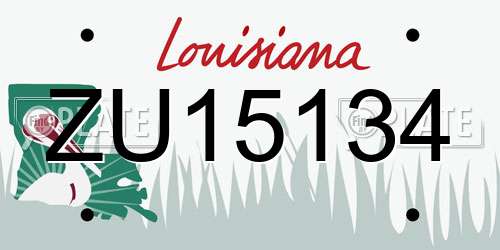 ZU15134 Louisiana License Plate