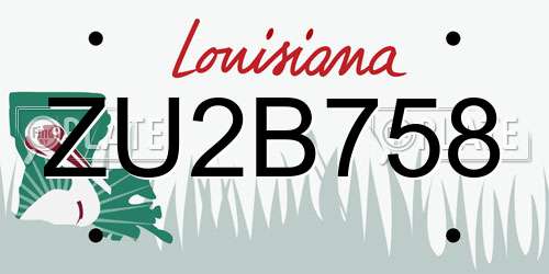 ZU2B758 Louisiana License Plate
