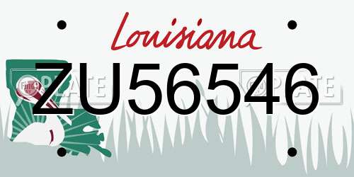 ZU56546 Louisiana License Plate