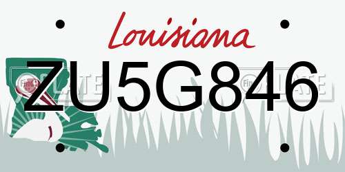 ZU5G846 Louisiana License Plate