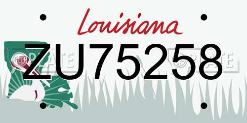 ZU75258 Louisiana License Plate