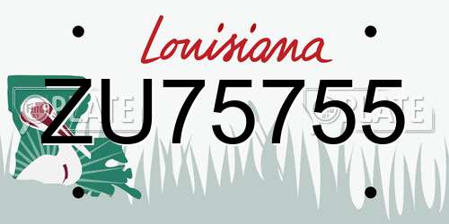 ZU75755 Louisiana License Plate