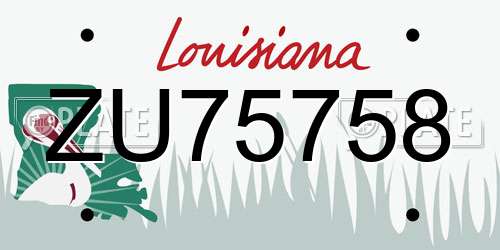 ZU75758 Louisiana License Plate