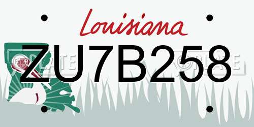ZU7B258 Louisiana License Plate