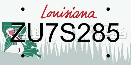 ZU7S285 Louisiana License Plate