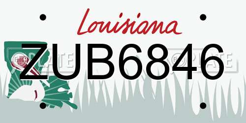 ZUB6846 Louisiana License Plate