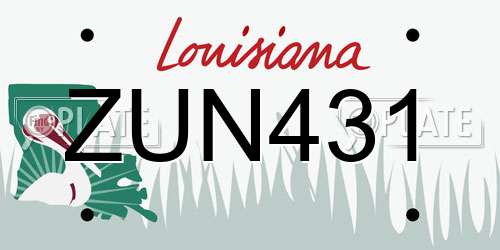 ZUN431 Louisiana License Plate