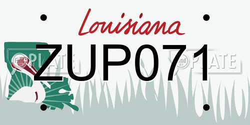 ZUP071 Louisiana License Plate