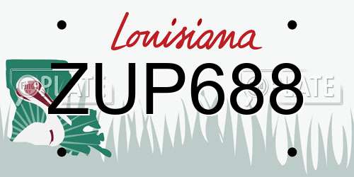 ZUP688 Louisiana License Plate