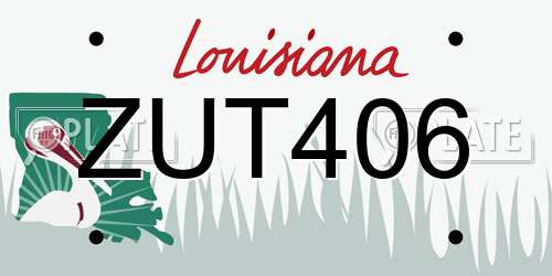 ZUT406 Louisiana License Plate