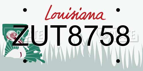 ZUT8758 Louisiana License Plate