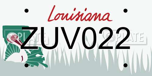 ZUV022 Louisiana License Plate