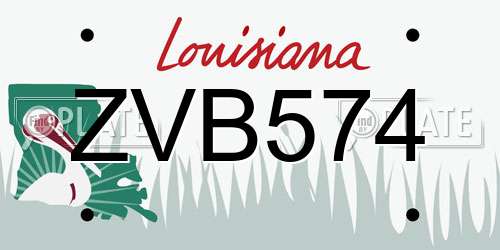 ZVB574 Louisiana License Plate