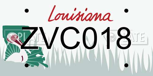 ZVC018 Louisiana License Plate