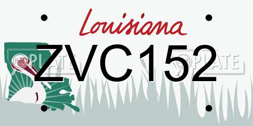 ZVC152 Louisiana License Plate