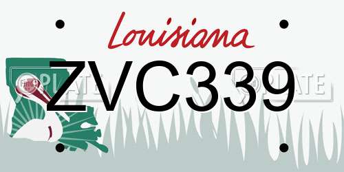 ZVC339 Louisiana License Plate